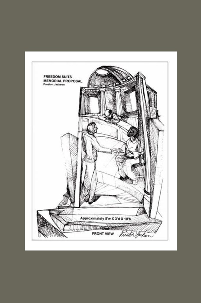 Artist, Preston Jackson's Freedom Suits Memorial Monument Concept Rendering No. 3.