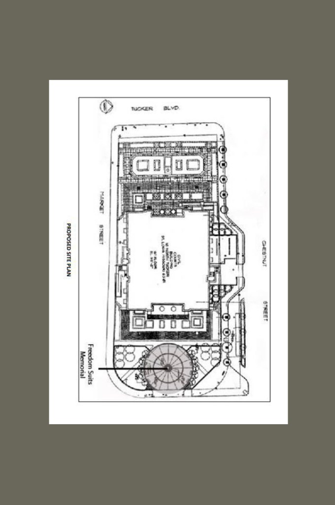 Artist, Preston Jackson's Freedom Suits Memorial Monument Concept Rendering No. 1.