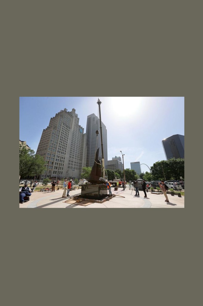 Freedom Suits Memorial Monument Site installation in front of the St. Louis Civil Courthouse.