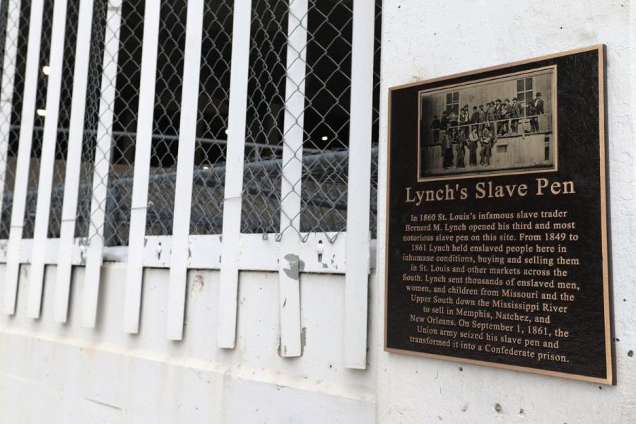 Bernard Lynch Plaque installed on the corner of Broadway and Clark in downtown St. Louis, MO. (ECU 1)